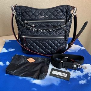 MZ Wallace Black Oxford Nylon Crosby Hobo